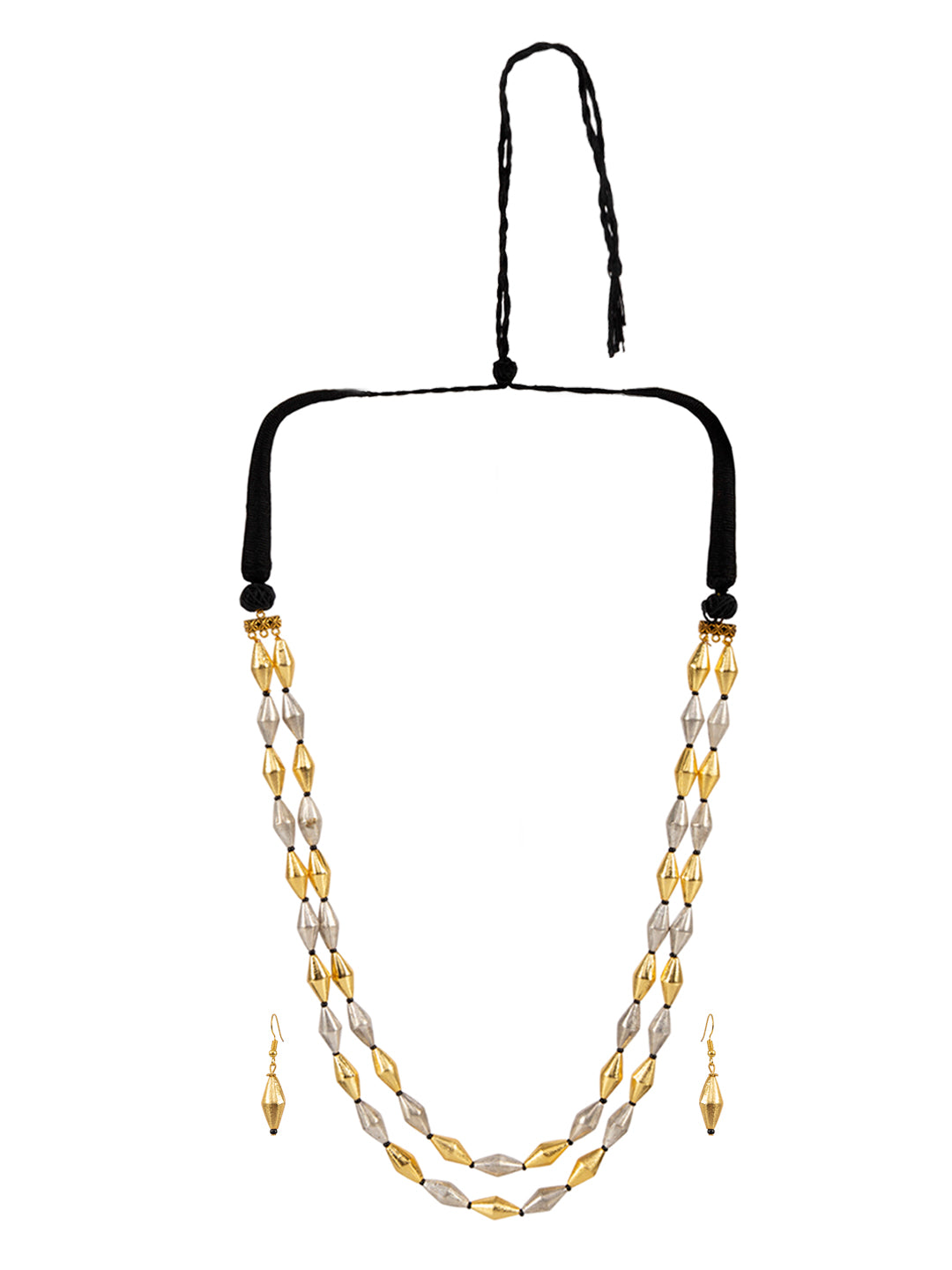 Firoza Dual Tone Two String Temple Elaichi Mala