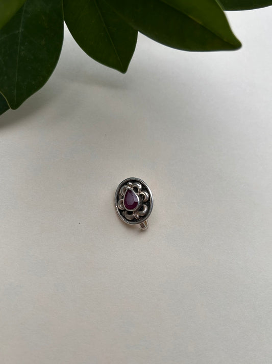 Ruby Radiance Silver Nosepin