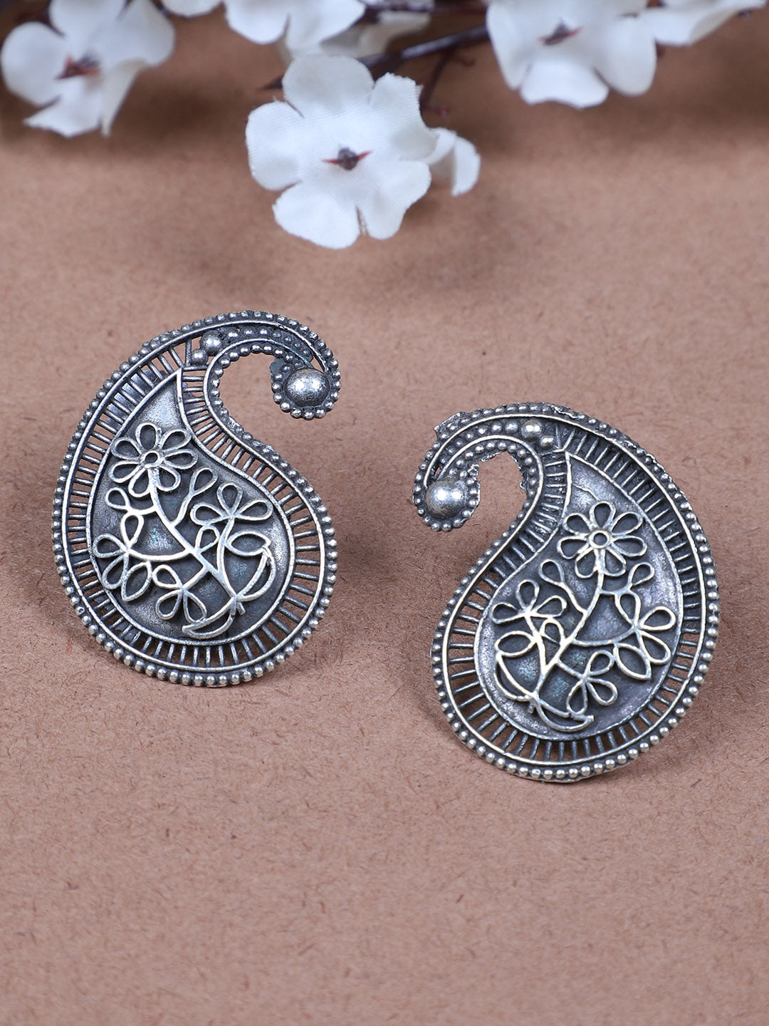 Paisley Oxidized Stud Earrings