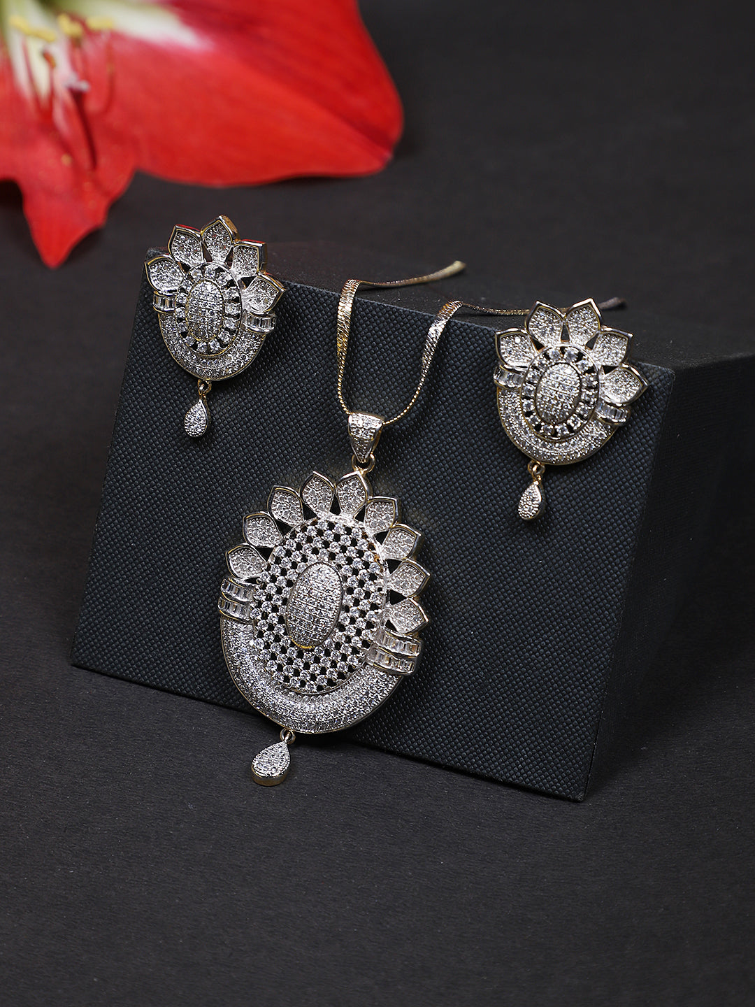 Victoria  American Diamond Pendent Set