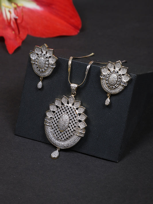 Victoria  American Diamond Pendent Set