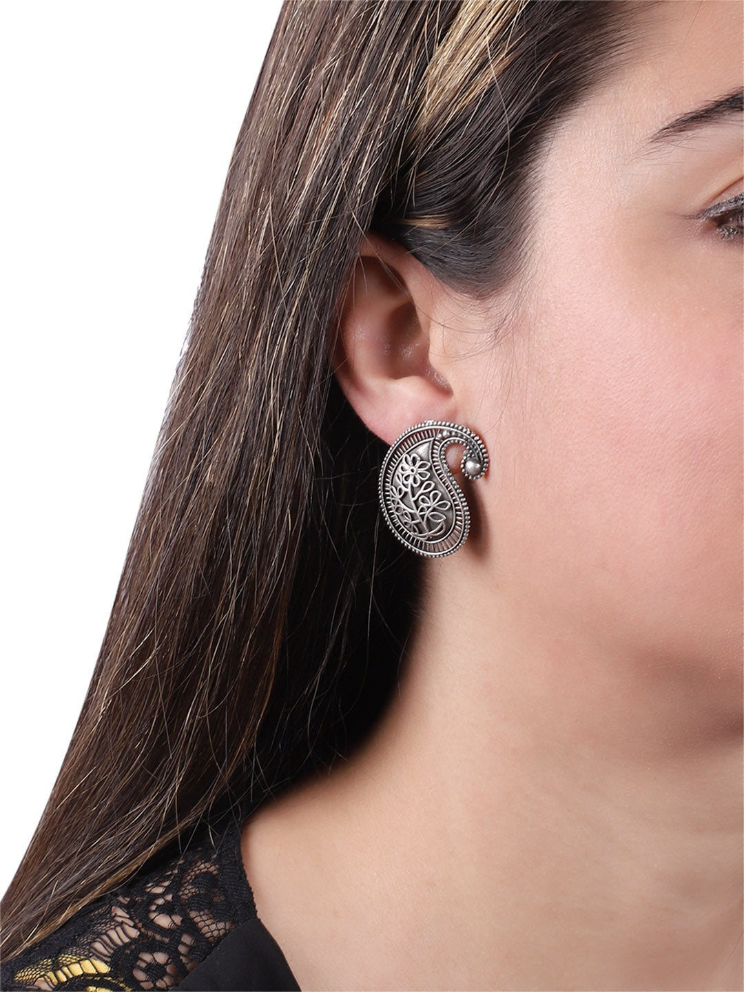 Paisley Oxidized Stud Earrings