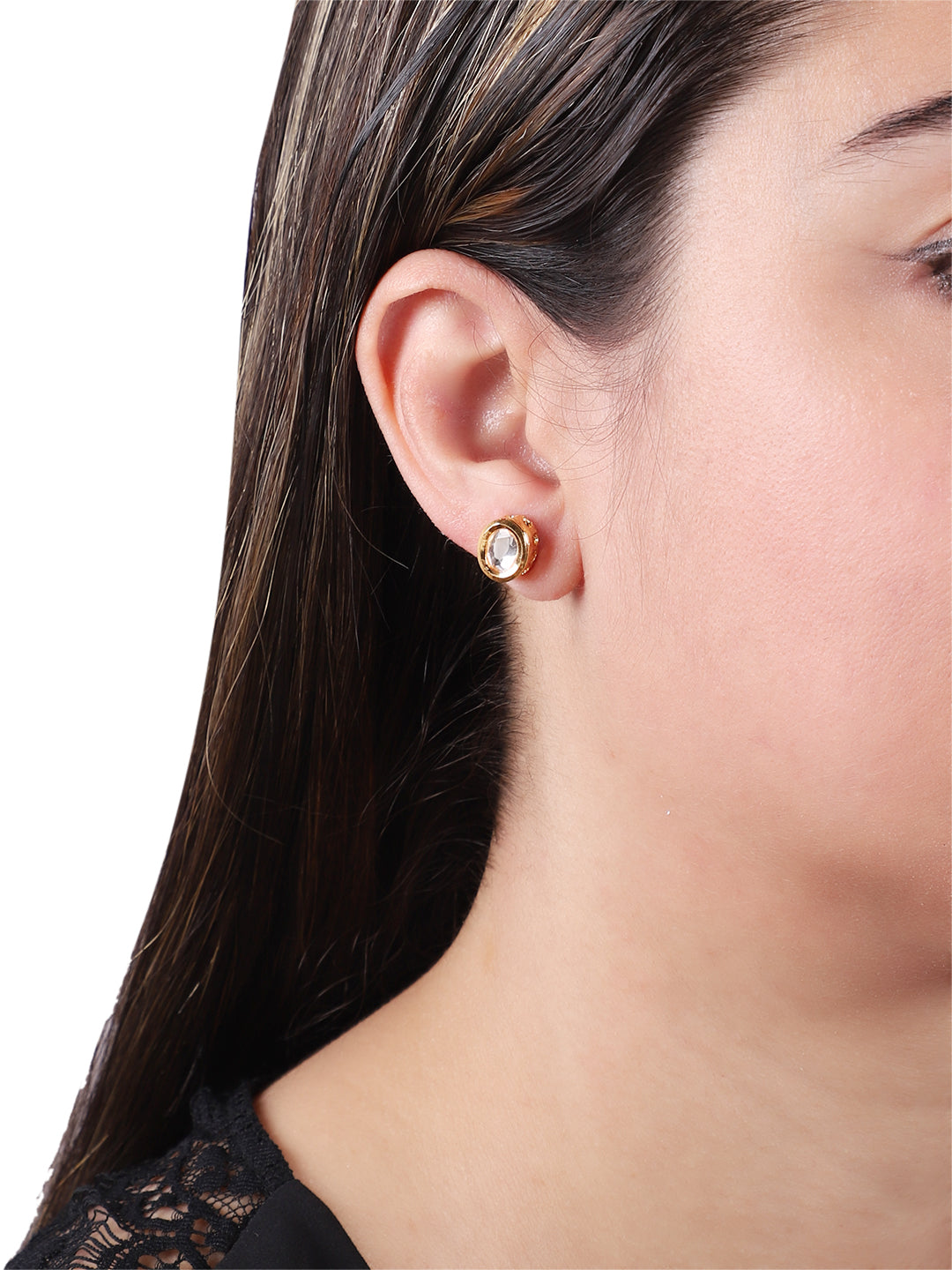 Gold Plated Kundan Stud Earrings Combo