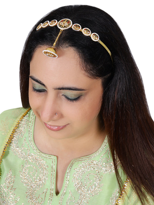 Mrig Joda Sheeshphool with Borla Hairband