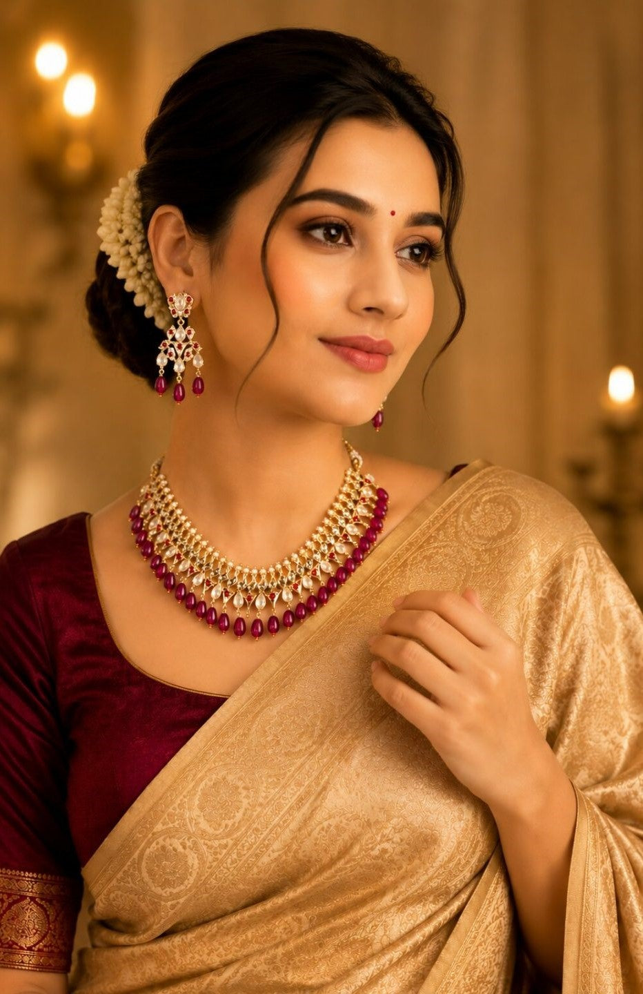 Firoza Gulrukh Ruby Kundan Necklace Set