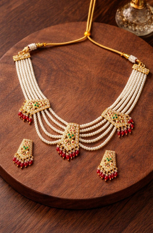 Firoza RajsiMoti Jadau Haar Set