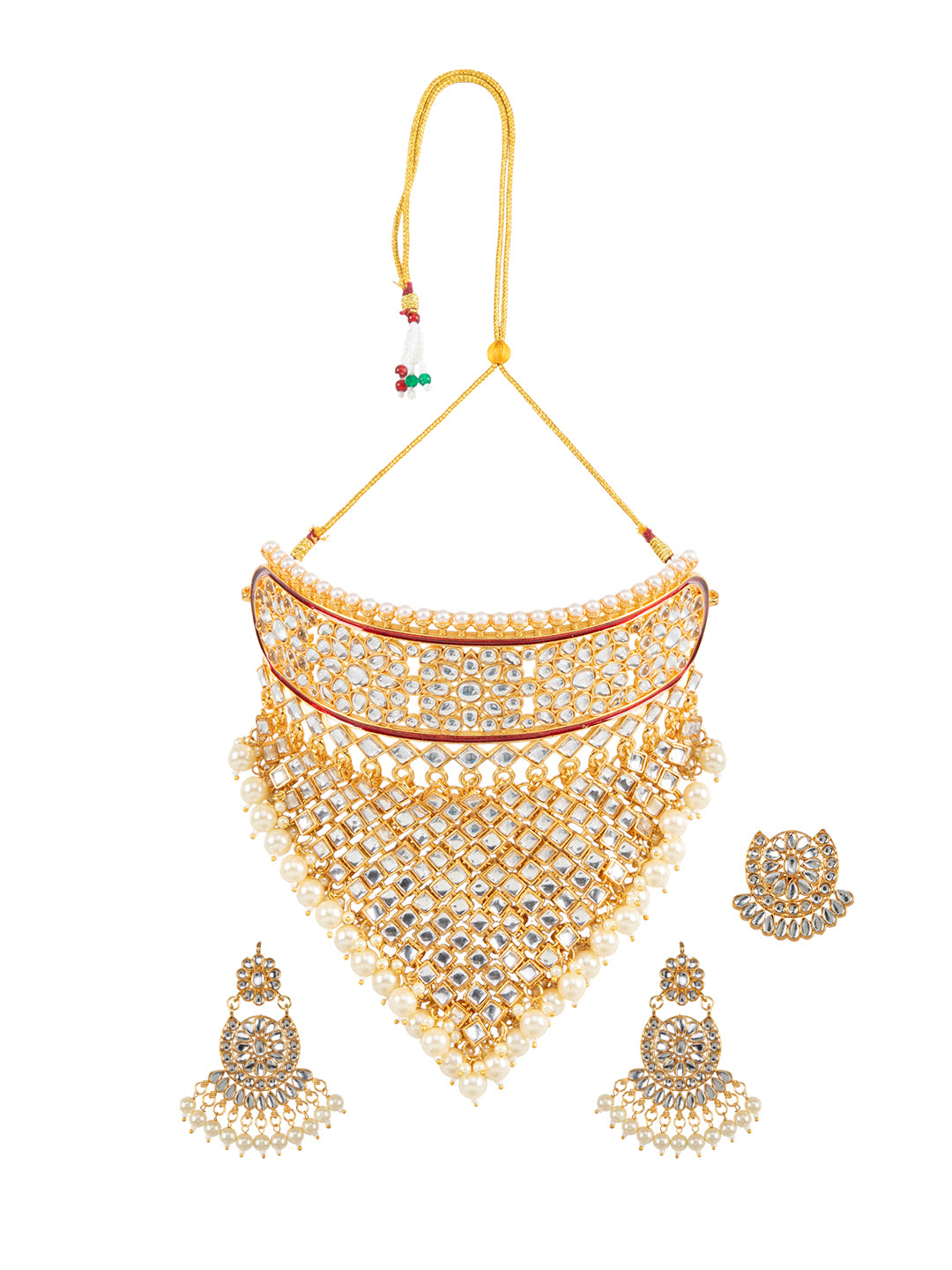 Firoza Noor Mahal Kundan Fringe Choker Set