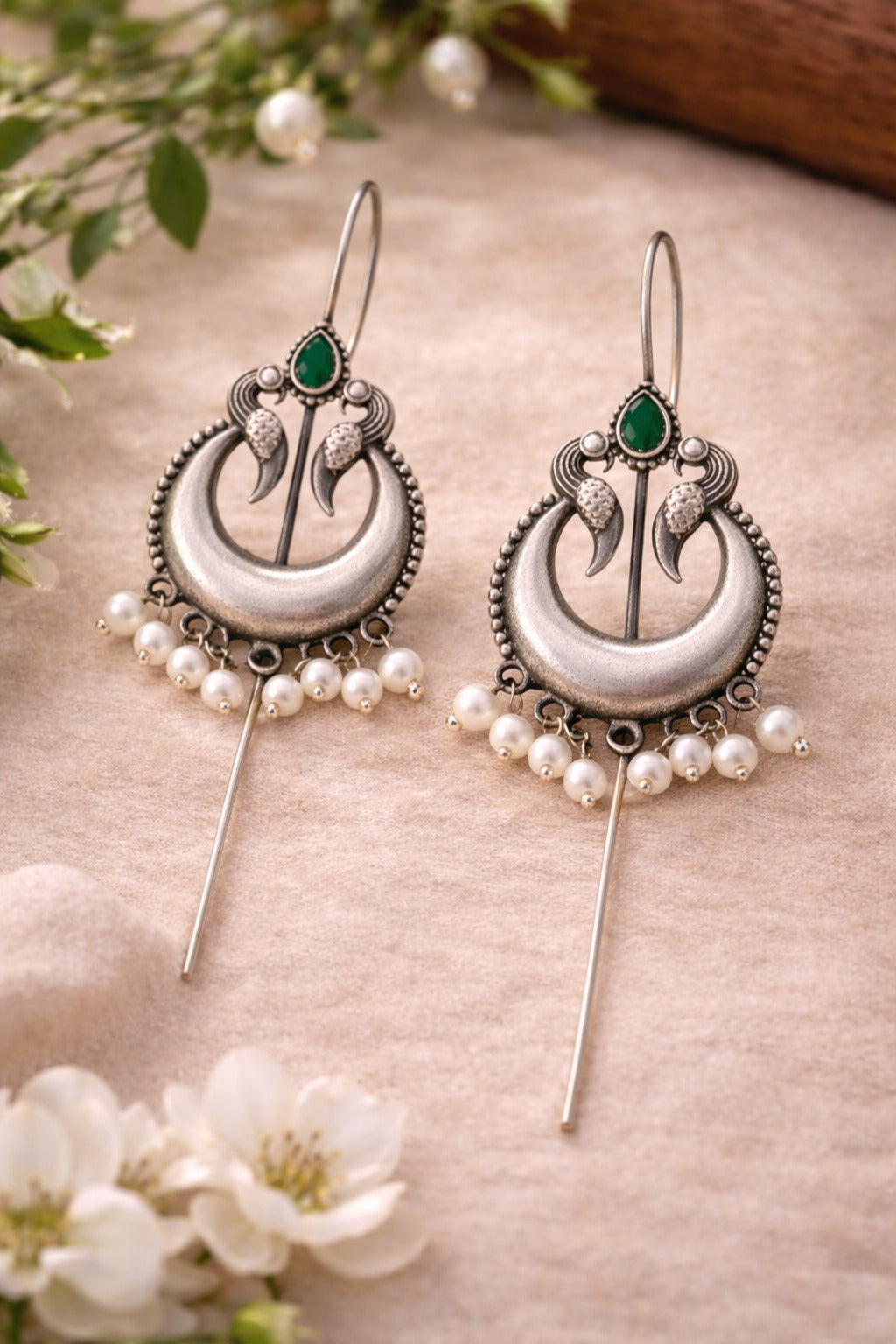 Firoza Neelmayi Peacock Moon Ear Cuffs
