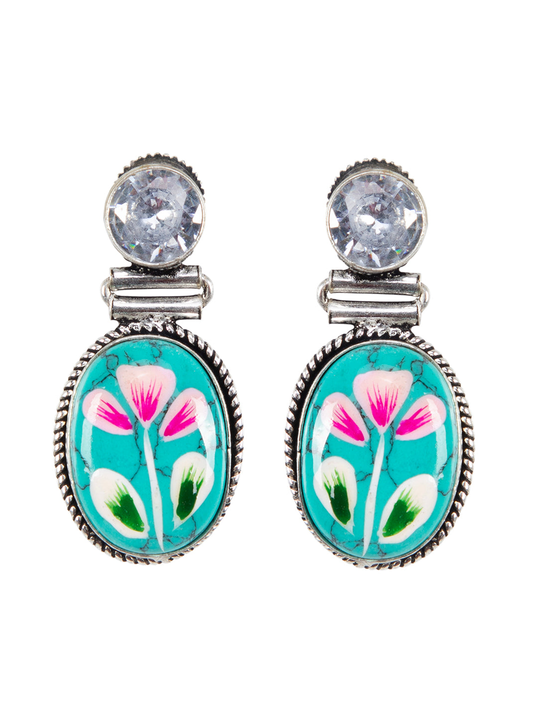 Firoza Spring Garden Handpainted Drop Earrings