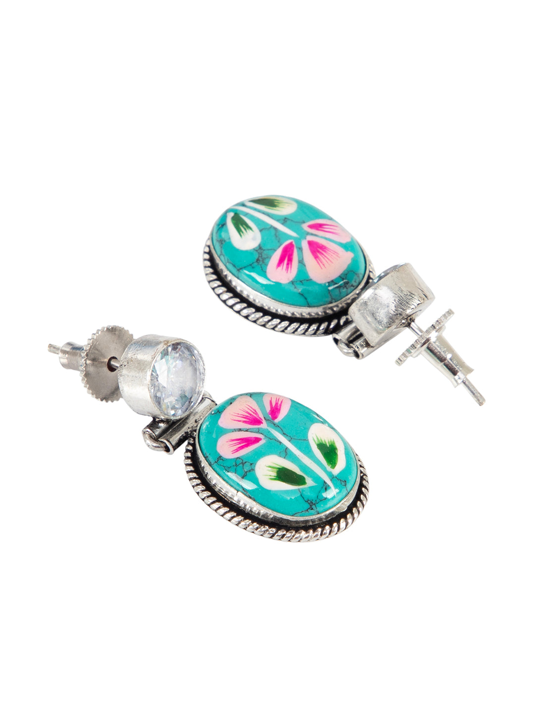 Firoza Spring Garden Handpainted Drop Earrings