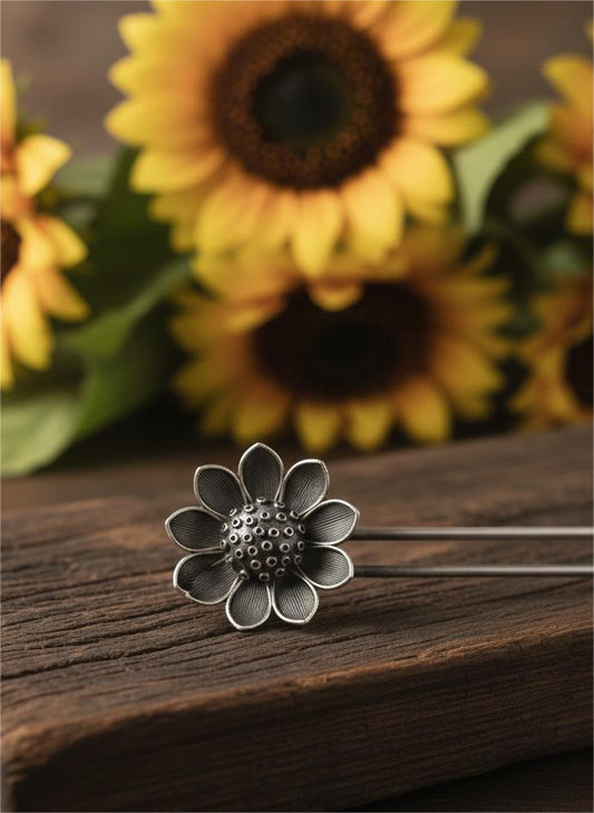 Firoza Silver Bloom Bun Pin