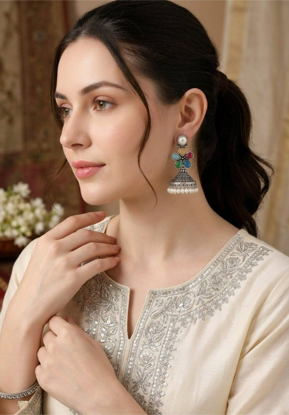 Firoza Rangoli Jhumka
