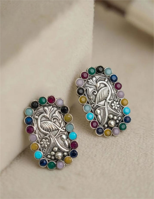 Firoza Mor Navratna Studs