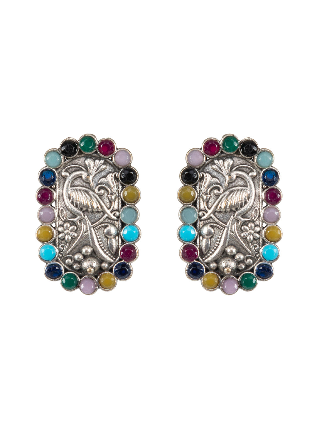 Firoza Mor Navratna Studs