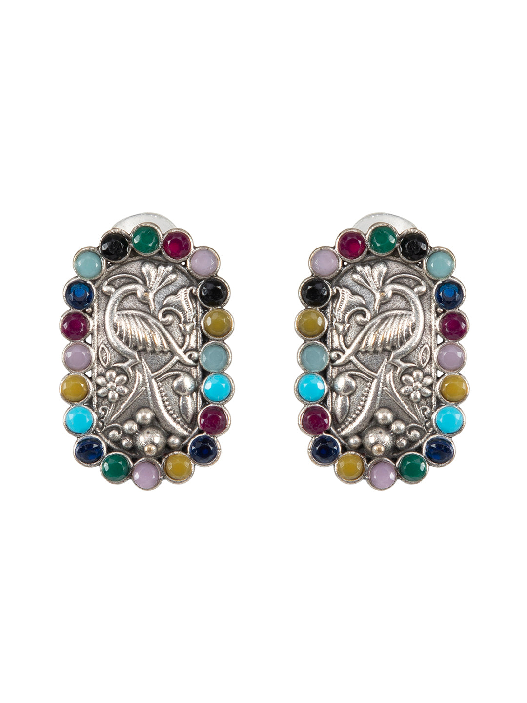 Firoza Mor Navratna Studs