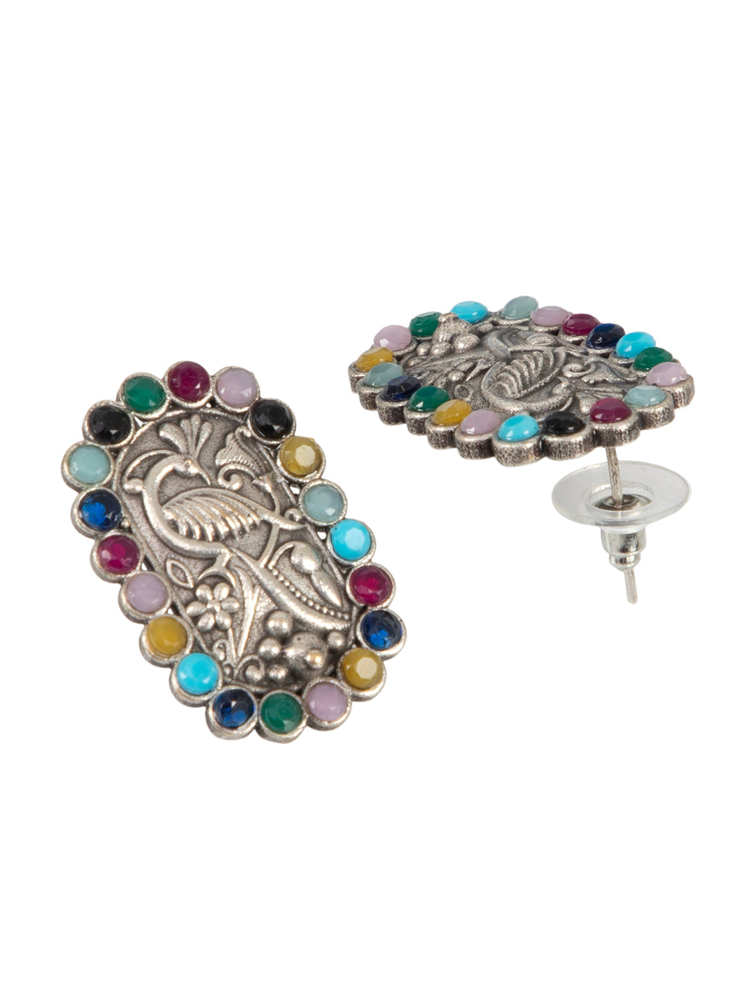 Firoza Mor Navratna Studs