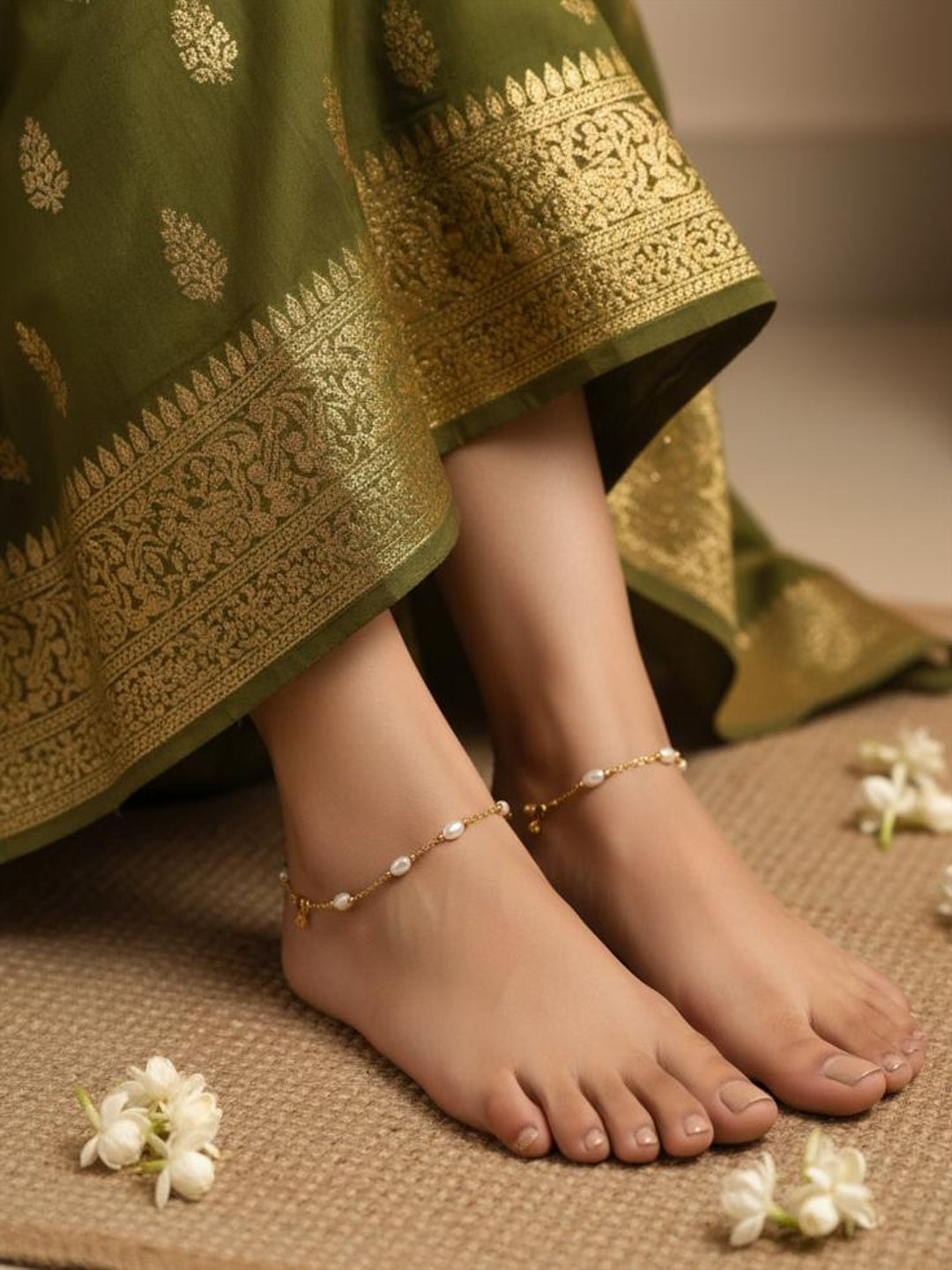 Firoza Pearl Wave Anklets