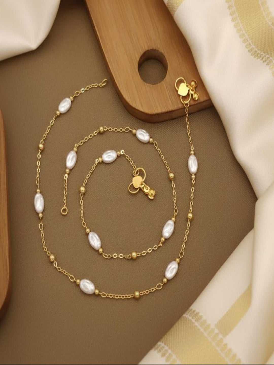 Firoza Pearl Wave Anklets