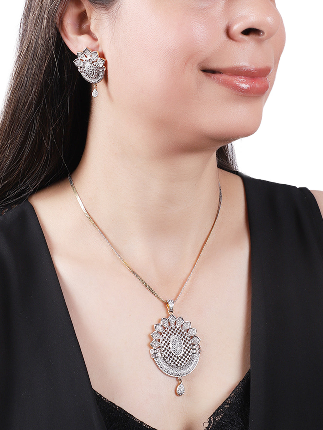 Victoria  American Diamond Pendent Set